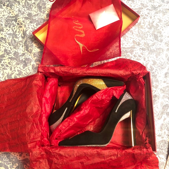 Rene Caovilla Suede Leather Crystal High Heels, 35 - Picture 5 of 11